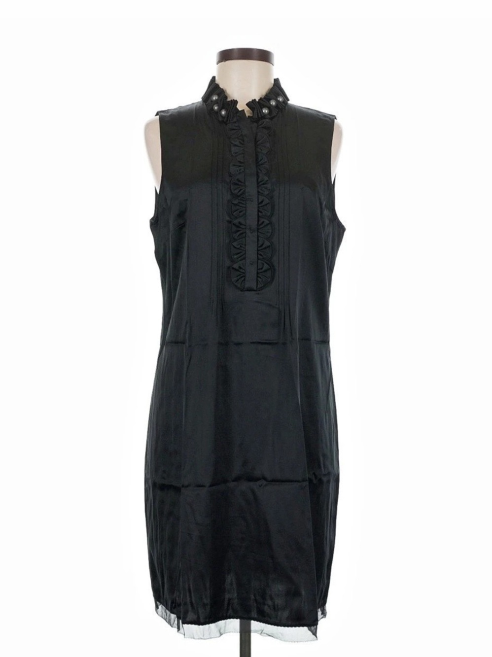 Elie Tahari Black Ruffle Neck Midi Dress New